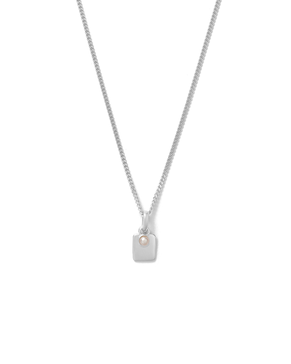 Sterling Silver Engravable Lock Necklace with Gemstone and Ruby