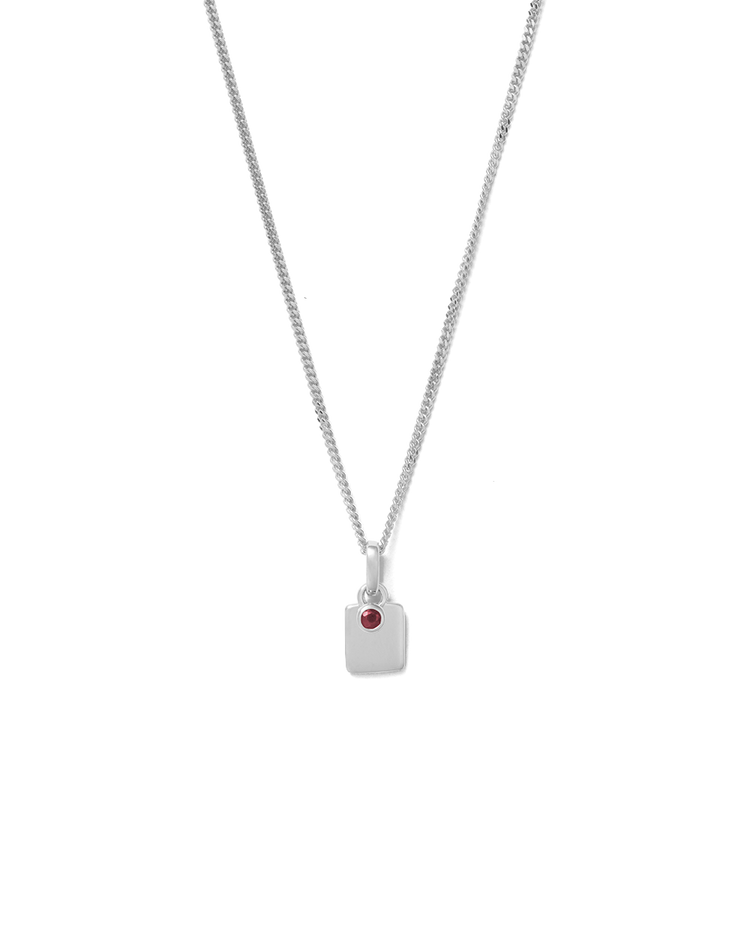 ENGRAVABLE BIRTHSTONE NECKLACE (STERLING SILVER)