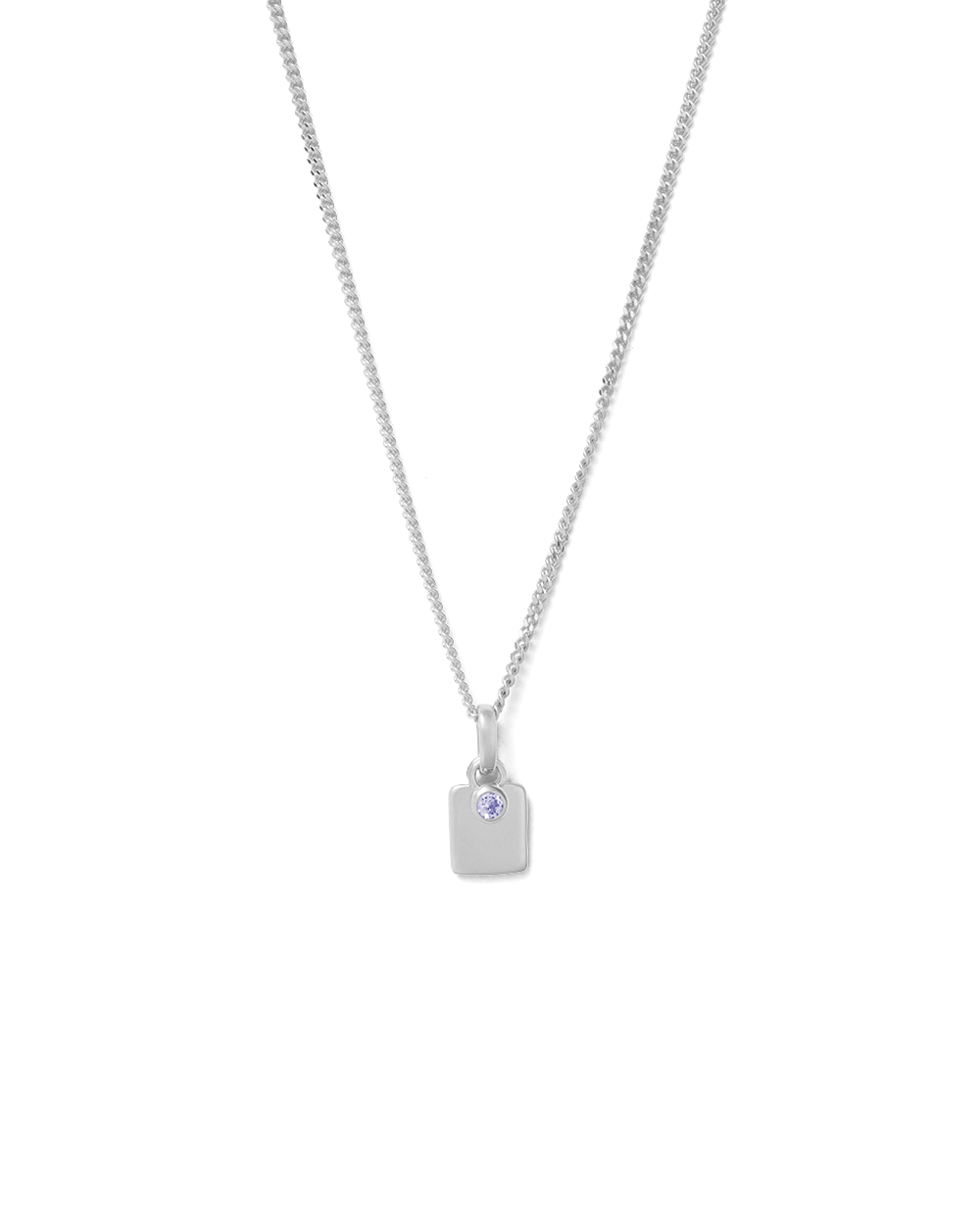 ENGRAVABLE BIRTHSTONE NECKLACE (STERLING SILVER)