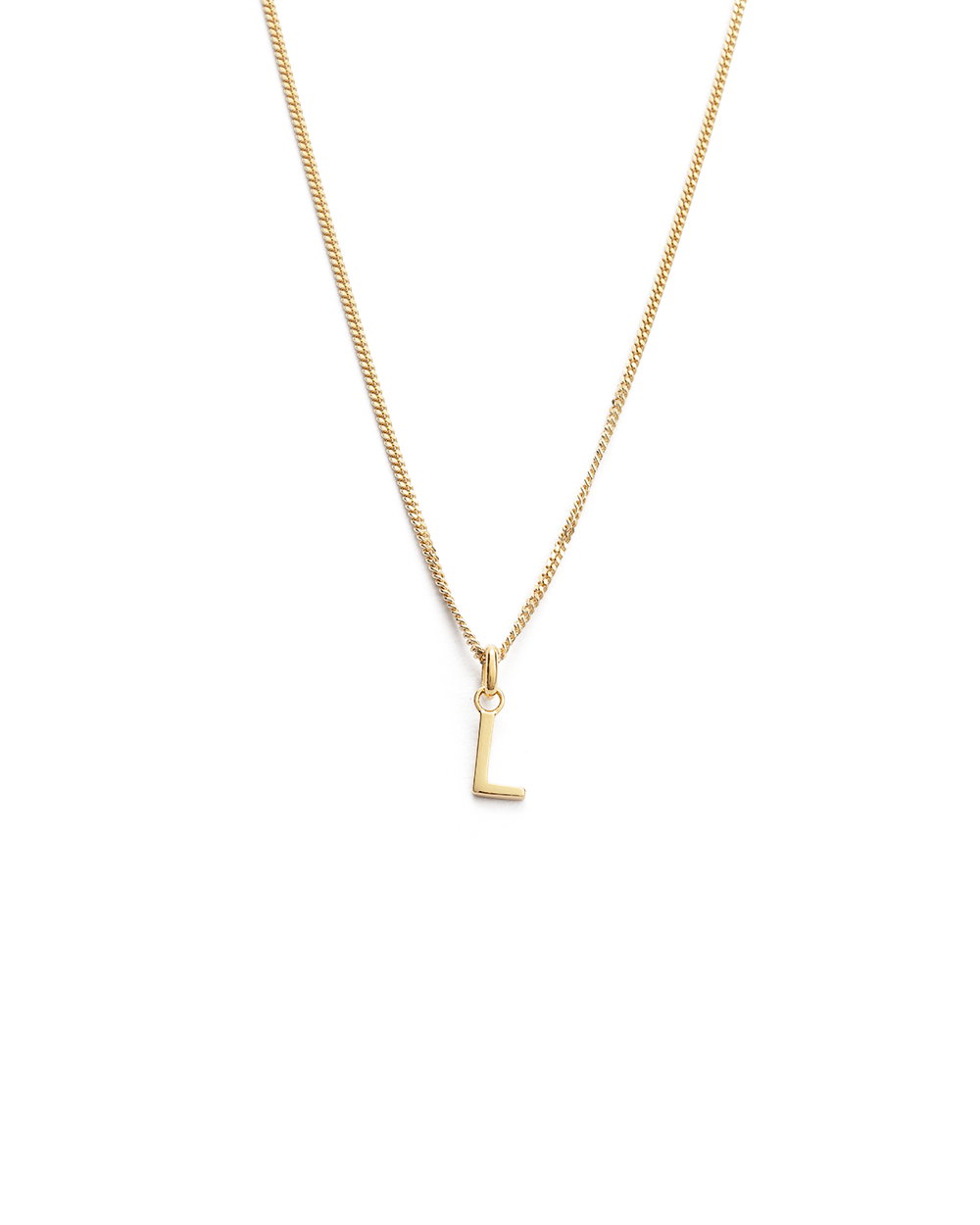 initial tag pendant necklace in gold | L – Twigs