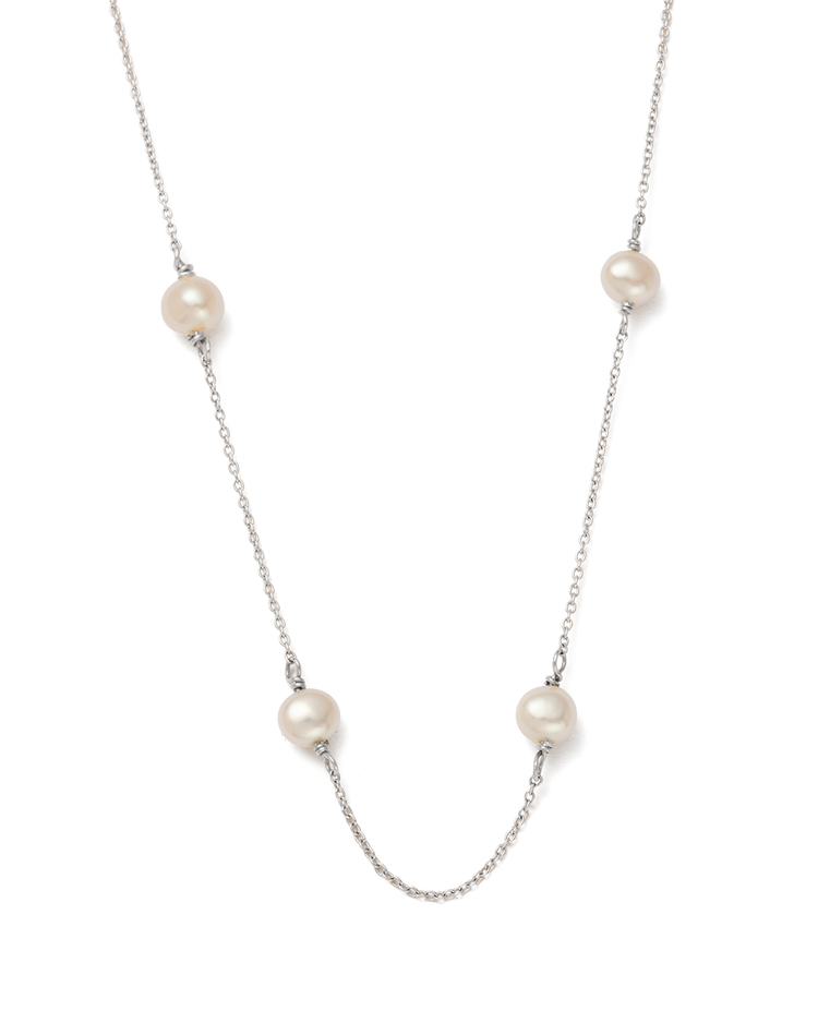 MOON TIDE PEARL NECKLACE (STERLING SILVER) - IMAGE 1