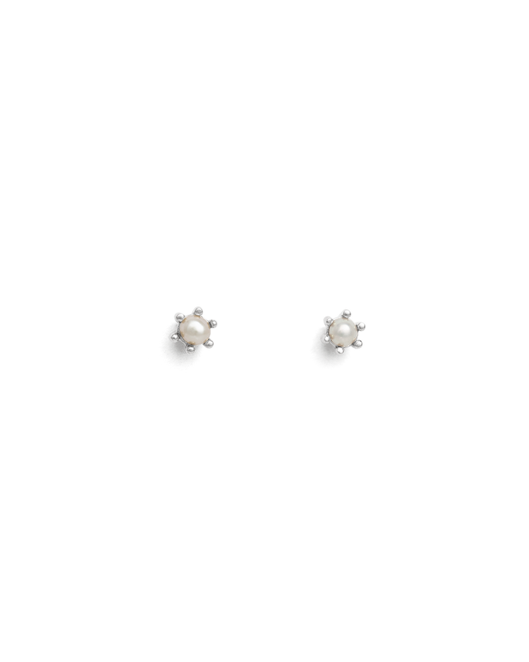 PETITE PEARL STUDS (STERLING SILVER) - IMAGE 1