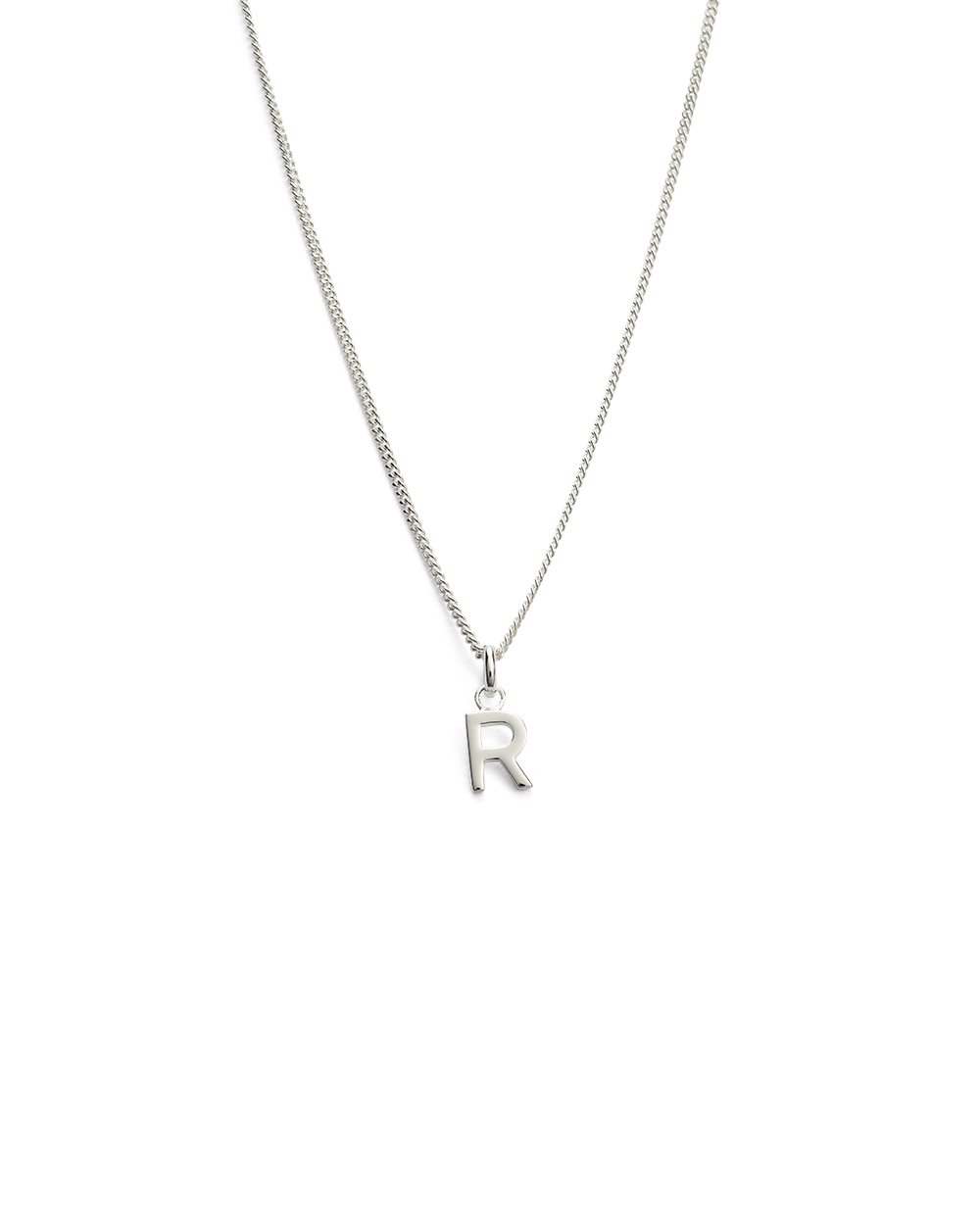 R initial necklace silver deals