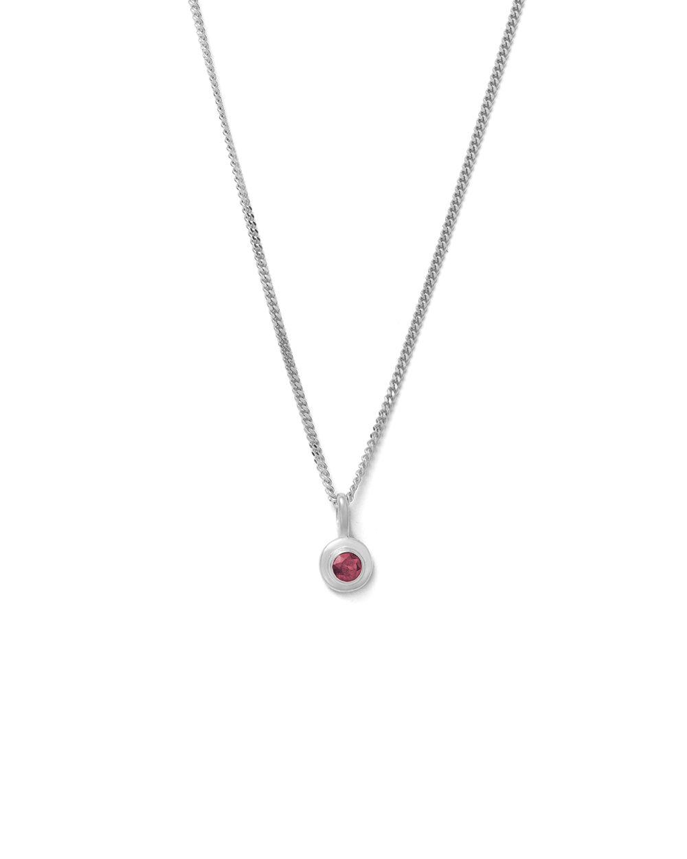 Sterling silver ruby top necklace
