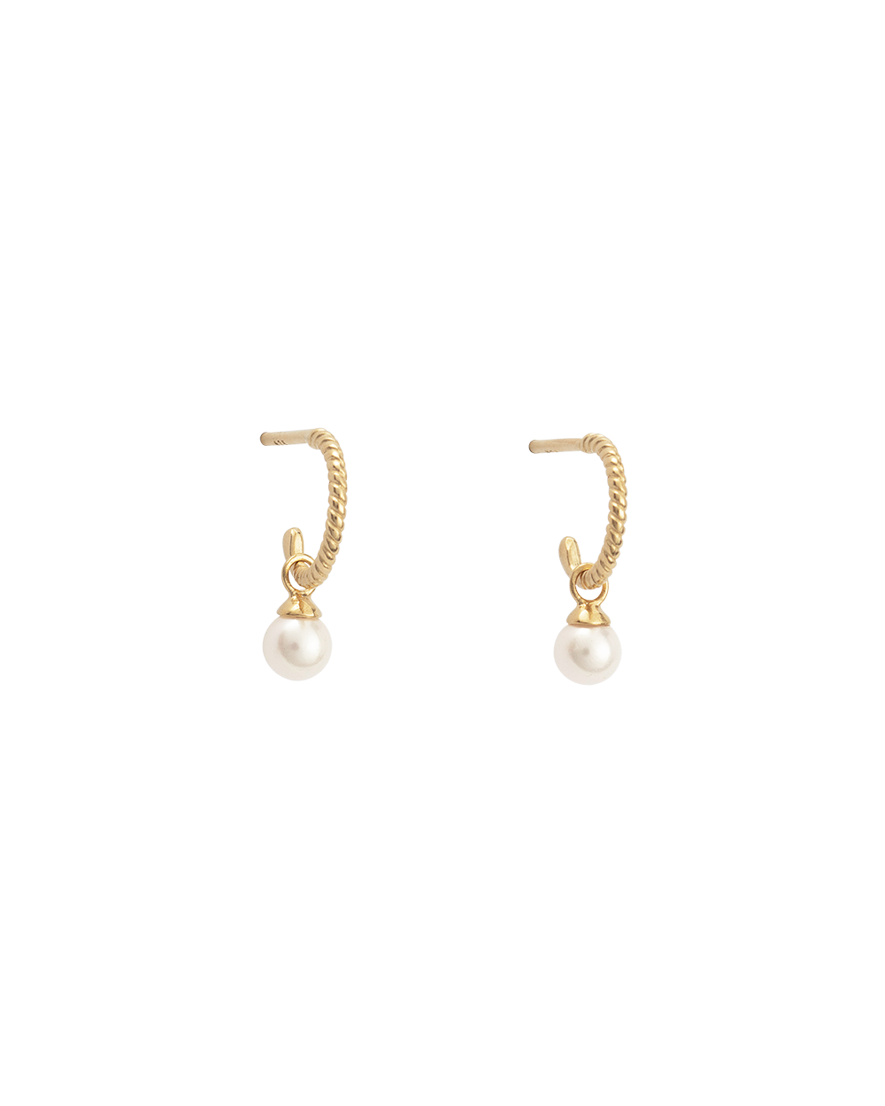 TINY PEARL HOOPS (18K GOLD PLATED) - IMAGE 10