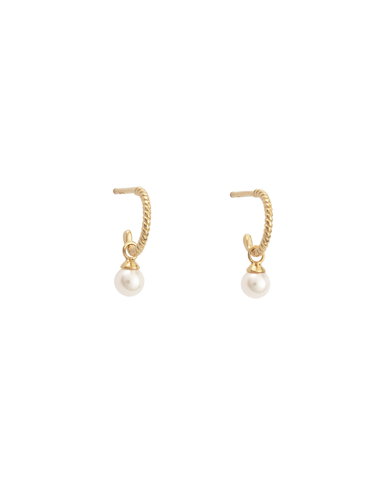 TINY PEARL HOOPS (18K GOLD PLATED) - IMAGE 10